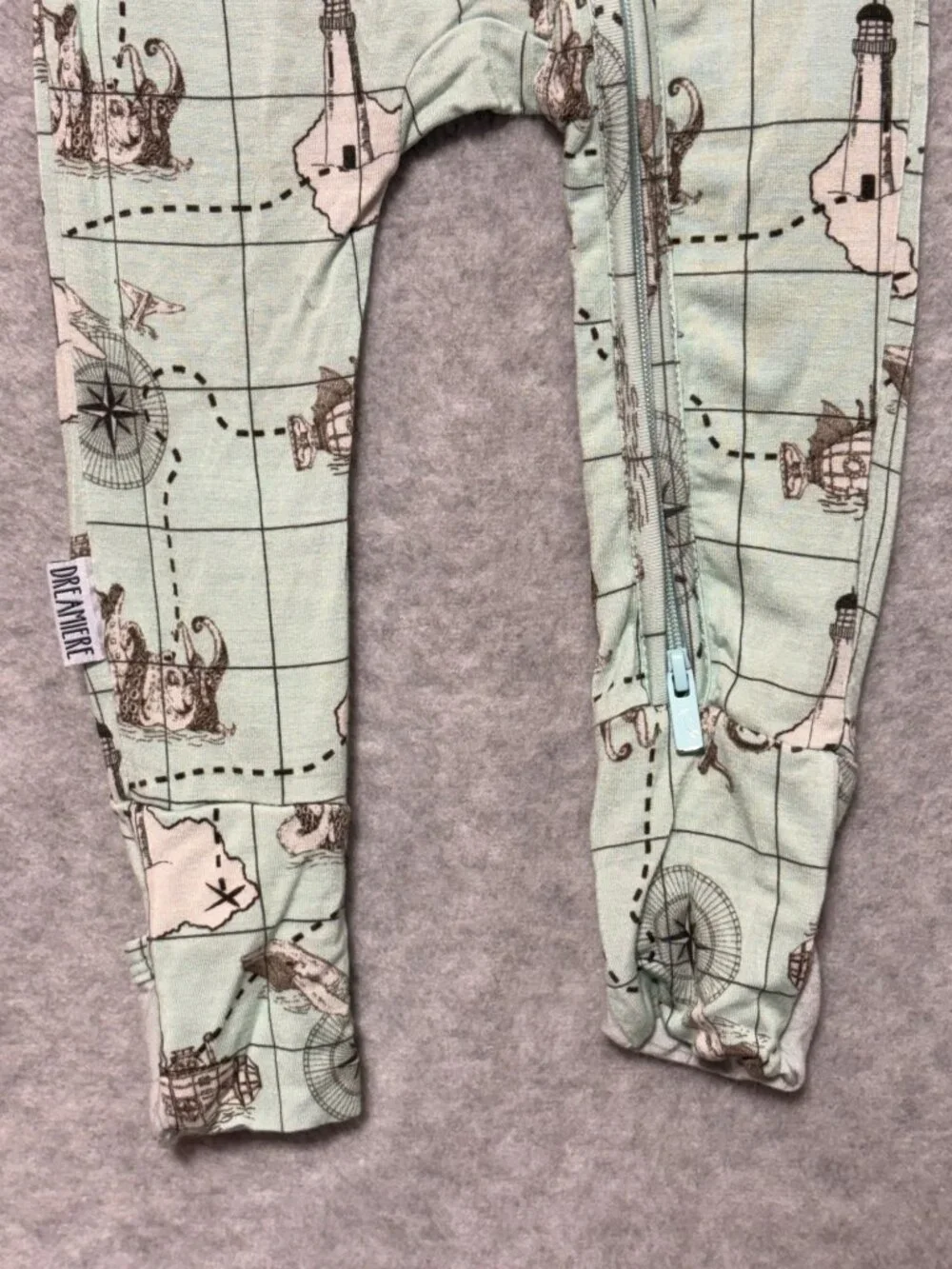 Dreamiere Infant Bamboo Pajamas 3-6M Treasure Map Convertible Footie